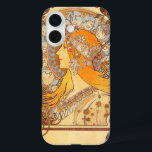 Alfonse Mucha Zodiac Art Nouveau Woman iPhone 16 Case<br><div class="desc">This image is the classic Alphonse Mucha Zodiac woman,  an art nouveau image from 1896. 'Zodiac' was originally designed as a calendar,  and Mucha incorporated twelve zodiac signs in the disc behind the woman's head.</div>