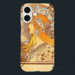 Alfonse Mucha Zodiac Art Nouveau Woman iPhone 16 Case<br><div class="desc">This image is the classic Alphonse Mucha Zodiac woman,  an art nouveau image from 1896. 'Zodiac' was originally designed as a calendar,  and Mucha incorporated twelve zodiac signs in the disc behind the woman's head.</div>