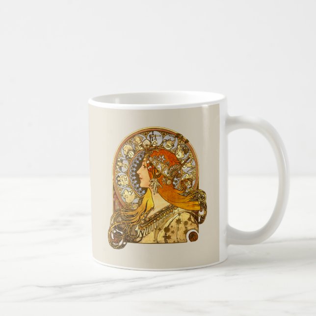 Alfonse Mucha Zodiac Art Nouveau Woman Coffee Mug (Right)
