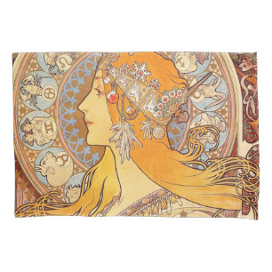 Alfonse Mucha Zodiac Art Nouveau Woman Pillowcase