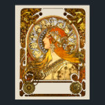 Alfonse Mucha Zodiac Art Nouveau Woman Poster<br><div class="desc">This image is the classic Alphonse Mucha Zodiac woman,  an art nouveau image from 1896. 'Zodiac' was originally designed as a calendar,  and Mucha incorporated twelve zodiac signs in the disk behind the woman's head.</div>
