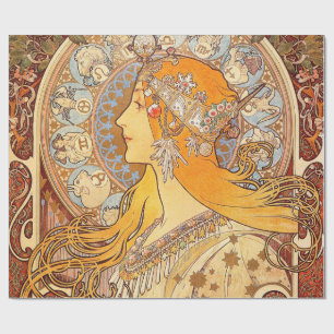 Alfonse Mucha Zodiac Art Nouveau Woman Wrapping Paper
