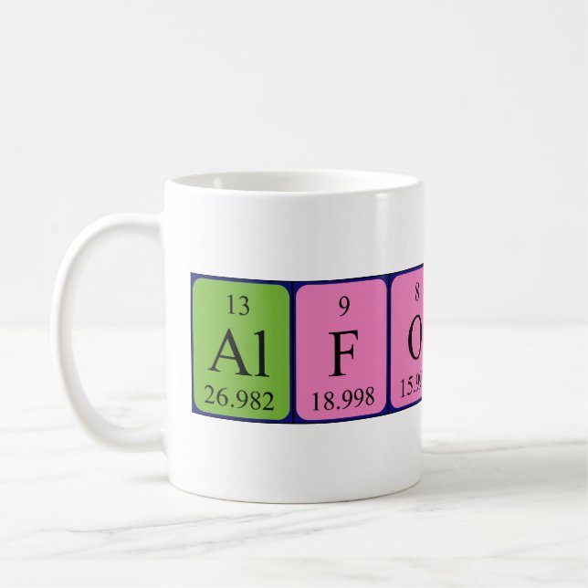 Alfonsina periodic table name mug (Left)