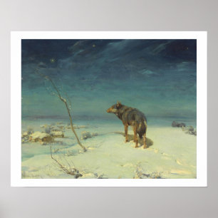 Alfred Kowalski Lone Wolf in Winter Oil Painting P Poster