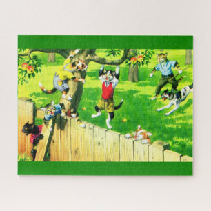 Alfred Mainzer cats climbing an apple tree Jigsaw Puzzle