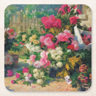 Alfred Petit Flower Baskets and Flower Pots in... Square Paper Coaster