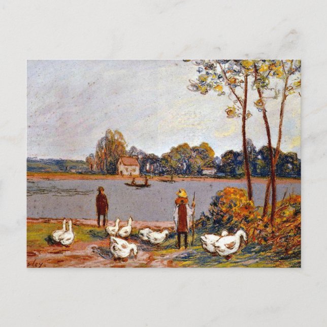 Alfred Sisley art: By The River Loing Postcard (Front)