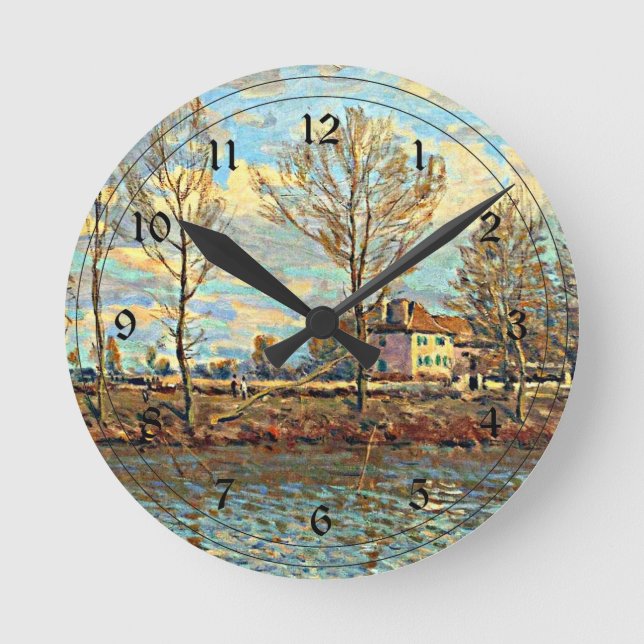 Alfred Sisley art - Grand Jatte Round Clock (Front)