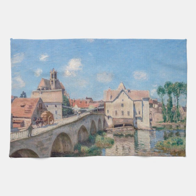Alfred Sisley artwork - Le Pont de Moret Tea Towel (Horizontal)