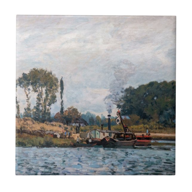 Alfred Sisley - Boats at the Lock at Bougival Ceramic Tile (Front)