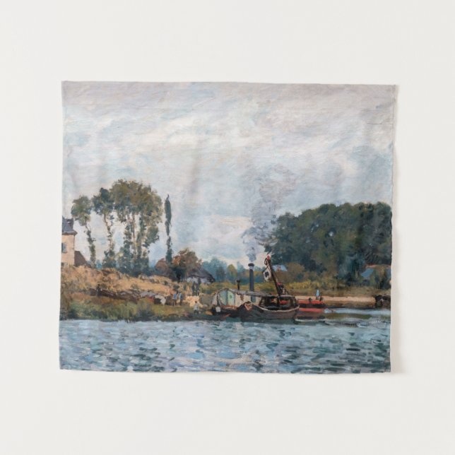 Alfred Sisley - Boats at the Lock at Bougival Tapestry (Front (Horizontal))