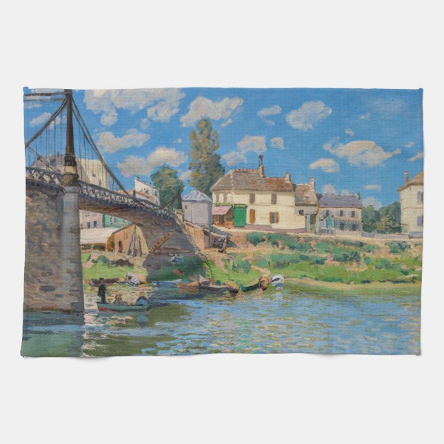 Alfred Sisley - Bridge at Villeneuve-la-Garenne Tea Towel (Horizontal)