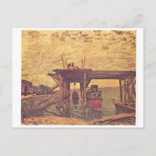 Alfred Sisley - Brücke im Bau 1885 Oil on Canvas Postcard