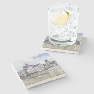 Alfred Sisley Buildings and bridges with water Stone Coaster
