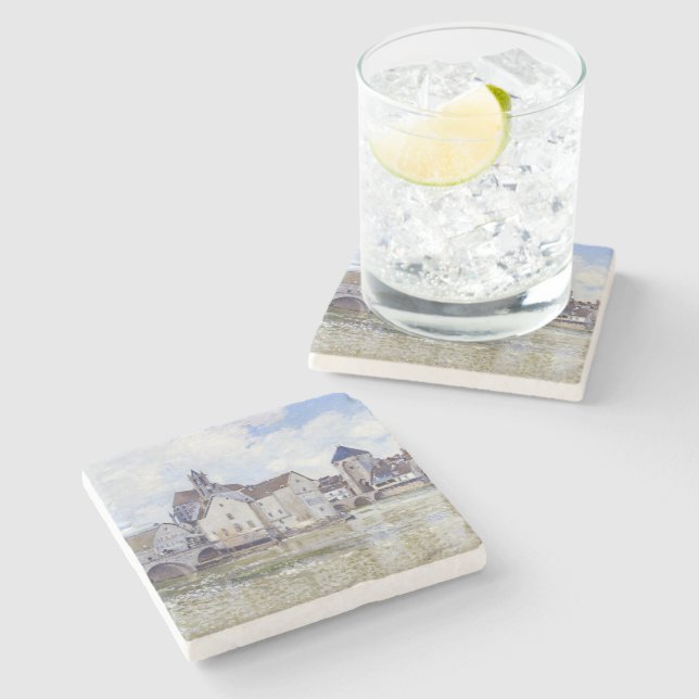 Alfred Sisley Buildings and bridges with water   Stone Coaster (Side)