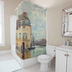Alfred Sisley - Flood at Port-Marly 1872 Shower Curtain