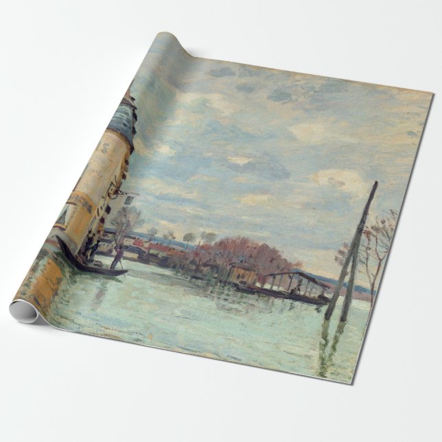 Alfred Sisley - Flood at Port-Marly 1872 Wrapping Paper (Unrolled)