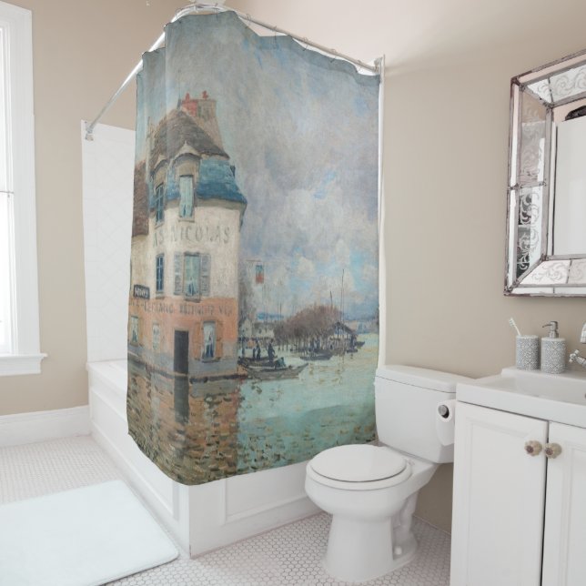 Alfred Sisley - Flood at Port-Marly 1876 Shower Curtain (In Situ)