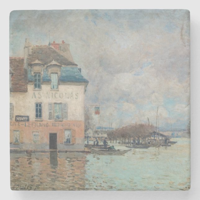 Alfred Sisley - Flood at Port-Marly 1876 Stone Coaster (Front)