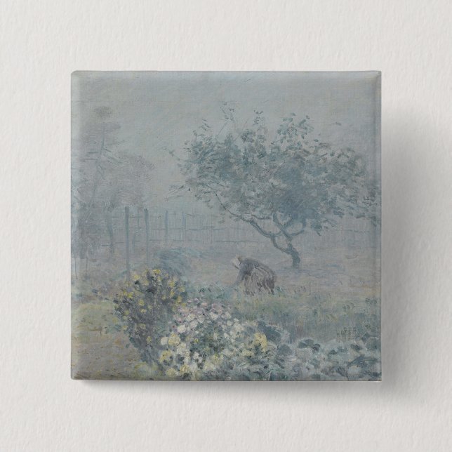 Alfred Sisley - Fog, Voisins 15 Cm Square Badge (Front)
