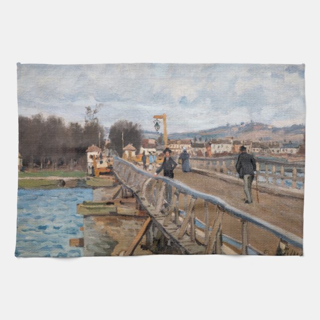 Alfred Sisley - Footbridge at Argenteuil Tea Towel (Horizontal)