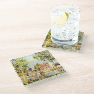 Alfred Sisley Houses on the banks of the Loing Glass Coaster