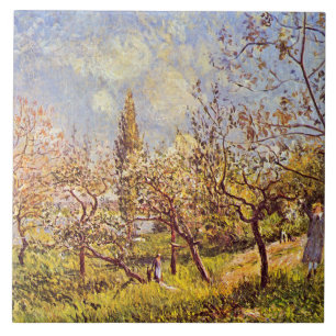 Alfred Sisley Orchard in spring Ceramic Tile