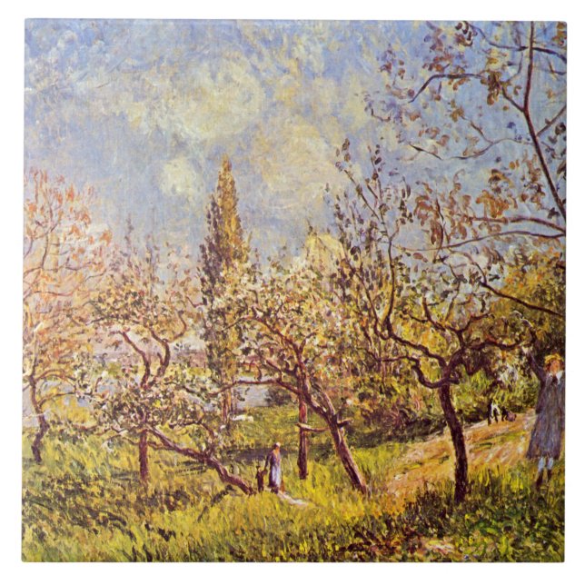 Alfred Sisley Orchard in spring Ceramic Tile (Front)