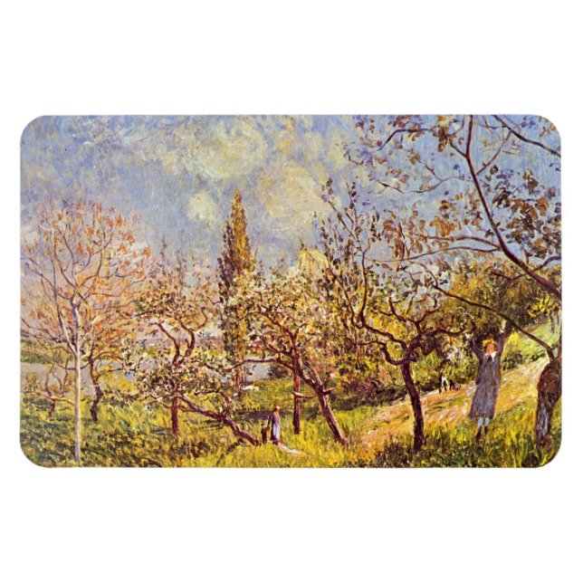 Alfred Sisley Orchard in spring Magnet (Horizontal)