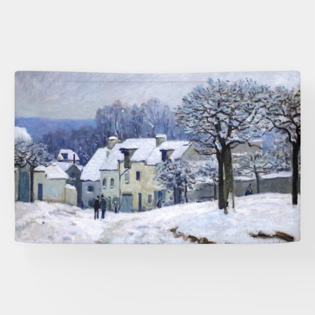 Alfred Sisley - Place Chenil in Marly, Snow Effect Banner (Horizontal)