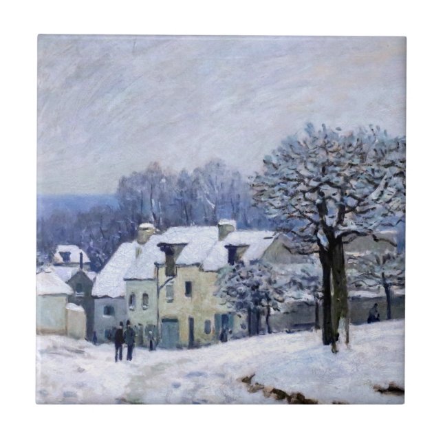 Alfred Sisley - Place Chenil in Marly, Snow Effect Ceramic Tile (Front)