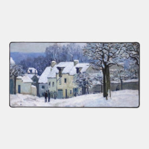 Alfred Sisley - Place Chenil in Marly, Snow Effect Desk Mat