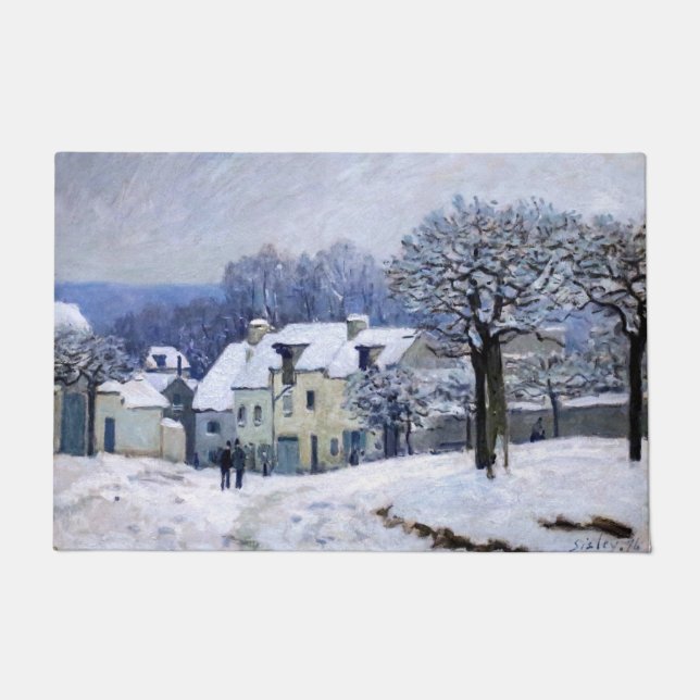 Alfred Sisley - Place Chenil in Marly, Snow Effect Doormat (Front)