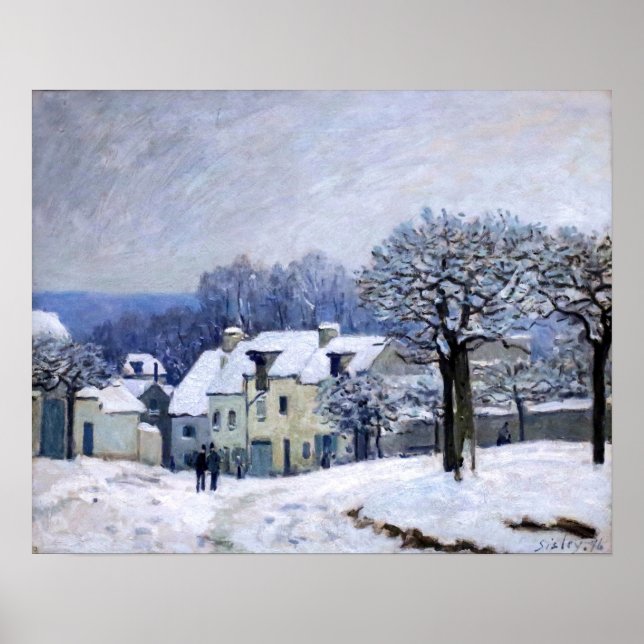 Alfred Sisley - Place Chenil in Marly, Snow Effect Poster (Front)