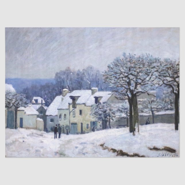 Alfred Sisley - Place Chenil in Marly, Snow Effect Tissue Paper (Front)