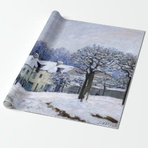 Alfred Sisley - Place Chenil in Marly, Snow Effect Wrapping Paper