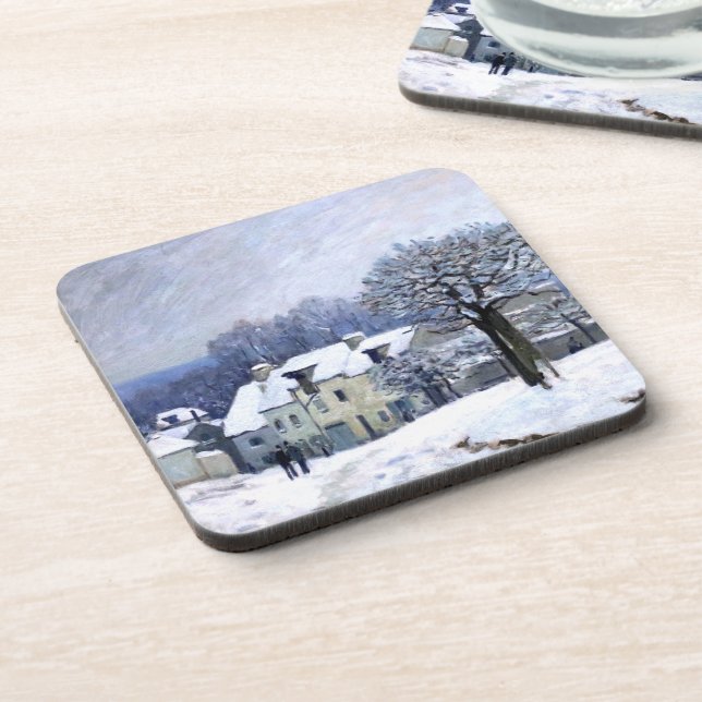 Alfred Sisley Place du Chenil in Marly, snow  Coaster (Left Side)