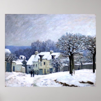 Alfred Sisley Place du Chenil in Marly, snow  Poster