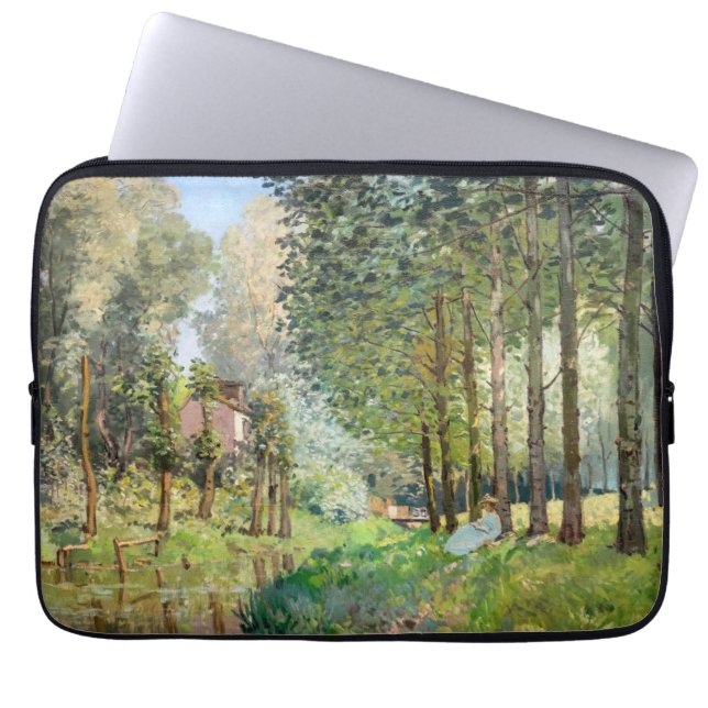 Alfred Sisley - Rest along the Stream Laptop Sleeve (Front)