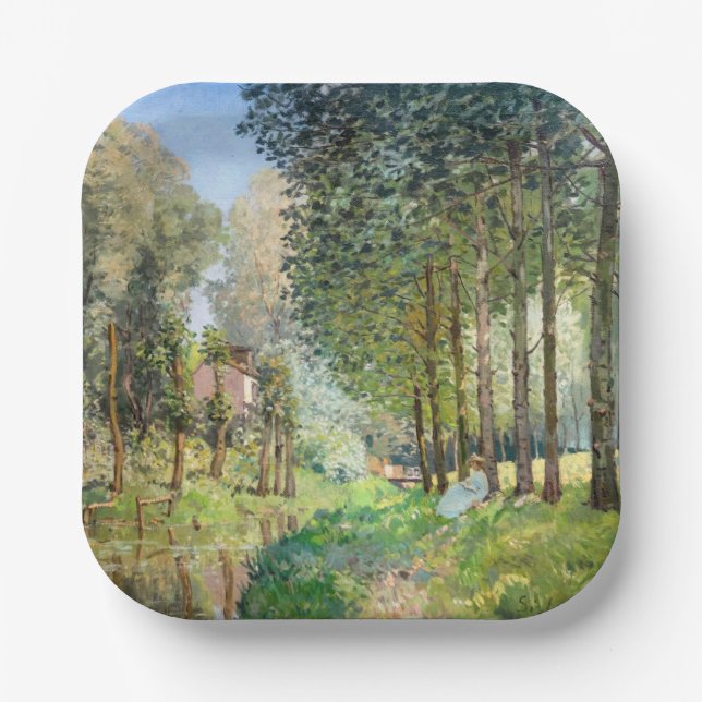 Alfred Sisley - Rest along the Stream Paper Plate (Front)
