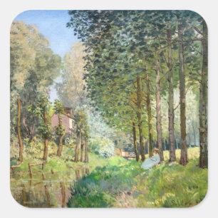 Alfred Sisley - Rest along the Stream Square Sticker
