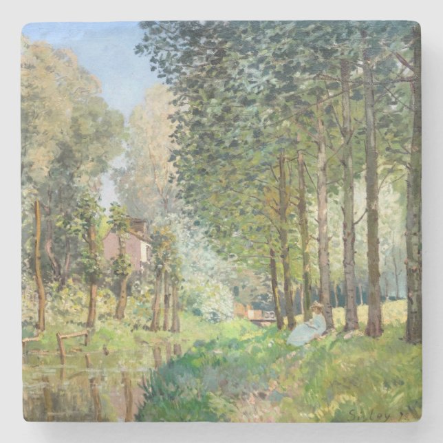 Alfred Sisley - Rest along the Stream Stone Coaster (Front)