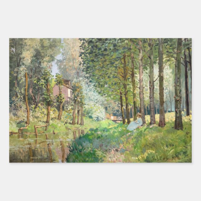 Alfred Sisley - Rest along the Stream Wrapping Paper Sheet (Front)