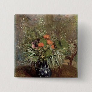 Alfred Sisley Still Life of Wild Flowers 15 Cm Square Badge