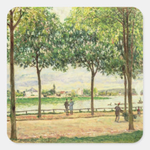 Alfred Sisley Street of Spanish Chestnut Trees Square Sticker