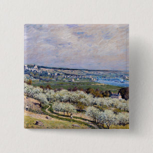 Alfred Sisley - Terrace at Saint-Germain, Spring 15 Cm Square Badge