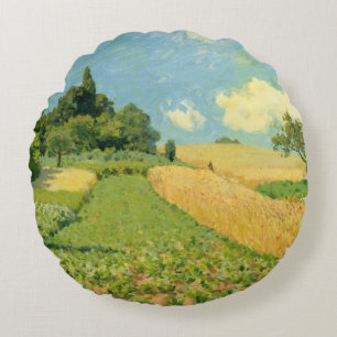 Alfred Sisley   The Cornfield Round Cushion