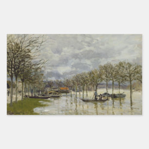 Alfred Sisley - The Flood on the Road Rectangular Sticker
