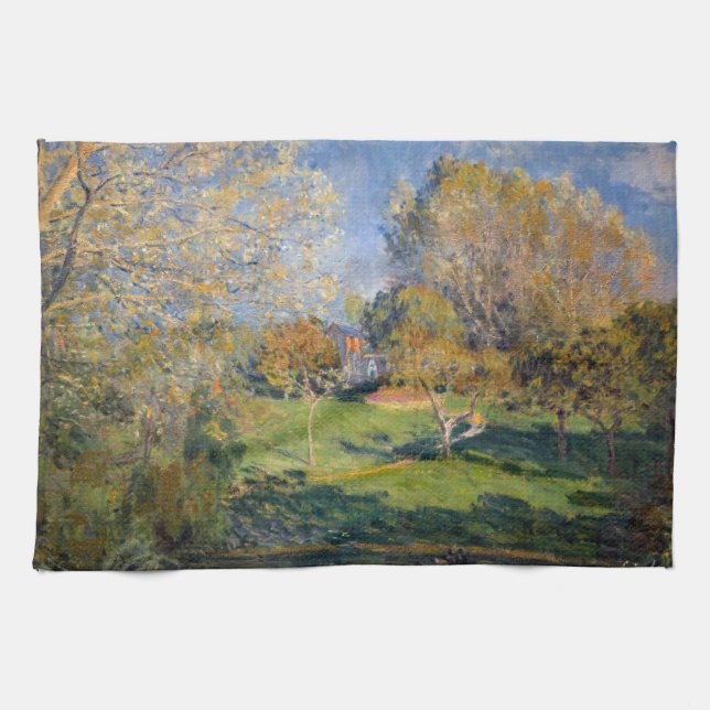 Alfred Sisley - The Garden of Hoschede, Montgeron Tea Towel (Horizontal)