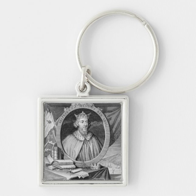 Alfred the Great (849-99) King of Wessex, engraved Key Ring (Front)